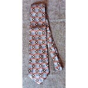 Tie 70s 80s 90s Y2K Mens Todays Man Silk Gray Red Brown 3.75 Wide 59 Long